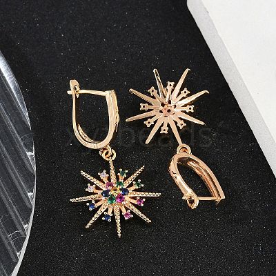 Brass Micro Pave Cubic Zirconia Hoop Earrings EJEW-K300-15G-1