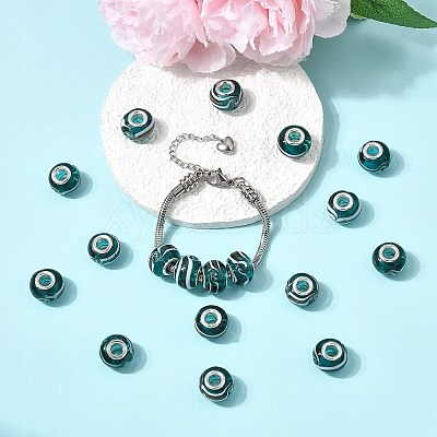 Rondelle Handmade Gold Sand Lampwork European Large Hole Beads X-LPDL-R007-07A-1