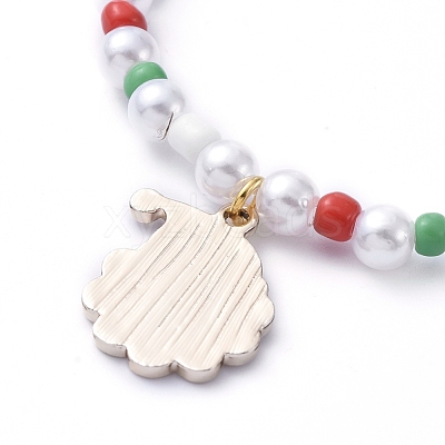 Christmas Theme Stretch Charm Bracelets BJEW-JB05239-M-1