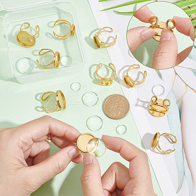 DIY Flat Round Blank Dome Ring Making Kit DIY-UN0004-01-1