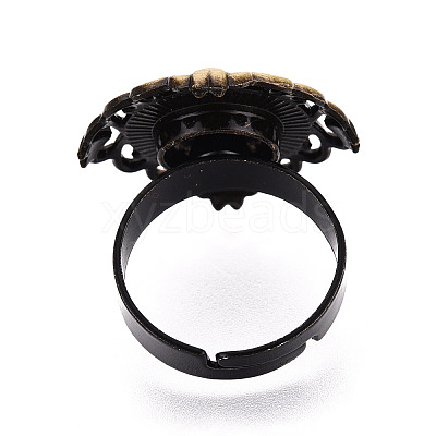 Adjustable Rhombus Alloy & Iron Bezel Cup Ring Base with Rotatable Tray MAK-T012-02AB-1