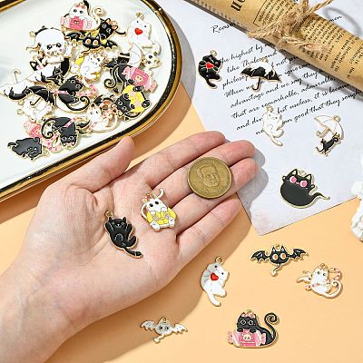 40Pcs 20 Styles Halloween Theme Zinc Alloy Enamel Pendants ENAM-CJ0006-67-1