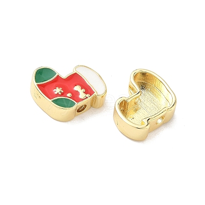 Christmas Brass Enamel Beads KK-I474-G25-1