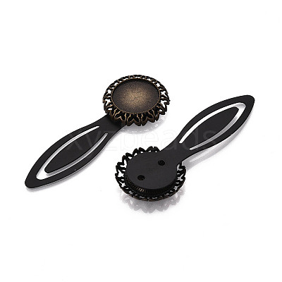 Alloy & Iron Bookmark Cabochon Settings PALLOY-N184-07AB-1