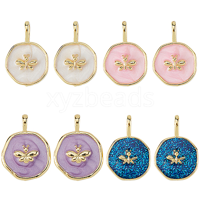 8Pcs 4 Colors Brass Enamel Pendants KK-HS0015-81-1