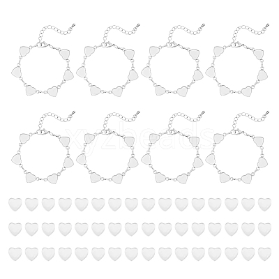 Heart 304 Stainless Steel Cabochon Setting Bracelets BJEW-AB00011-1