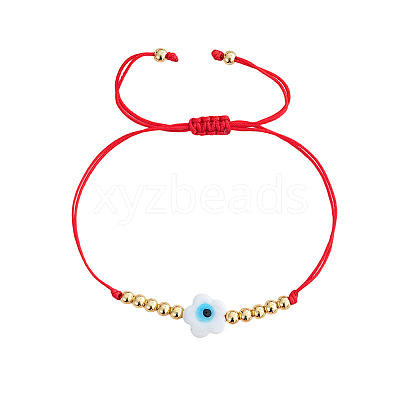 Handmade Lampwork & Glass & Brass Beads Braided Bead Bracelets OA0738-4-1