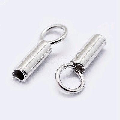 Rhodium Plated 925 Sterling Silver Cord Ends X-STER-F036-21P-3mm-1