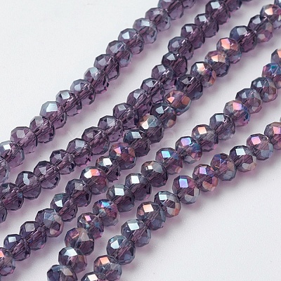 Electroplate Glass Beads Strands X-EGLA-F124-FR-B08-1