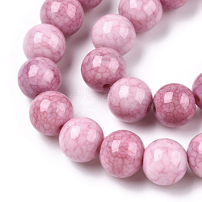 Opaque Crackle Glass Round Beads Strands GLAA-T031-10mm-01Y-1