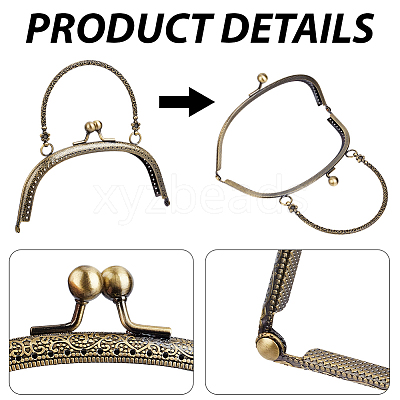 1Pc Flower Iron Kiss Lock Purse Frame Handle PURS-CN0001-08-1