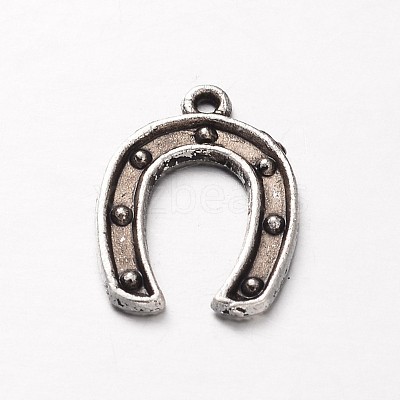Tibetan Style Alloy Horseshoe Pendants TIBEP-3115-AS-RS-1