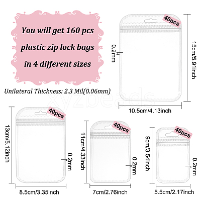 160Pcs 4 Styles Transparent Plastic Resealable Packaging Bags OPP-BC0001-12-1