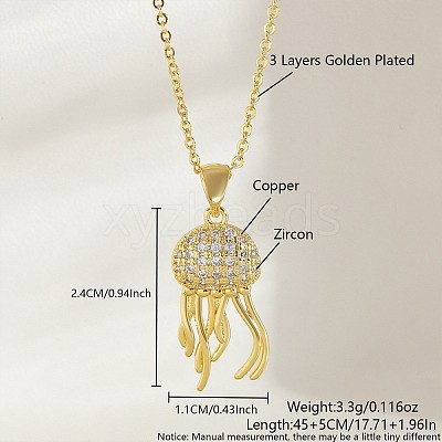 Ocean Summer Brass Pave Clear Cubic Zirconia Pendant Necklaces FS-WG8D1A7-29-1