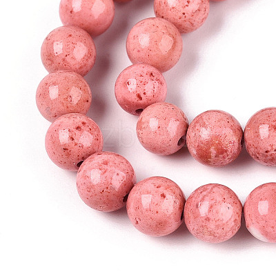Dyed Synthetic Fossil Beads Strands G-T139-8mm-66D-1