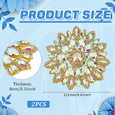 2Pcs Alloy with Rhinestone Handicraft Beading Appliques AJEW-FG0004-29A-1