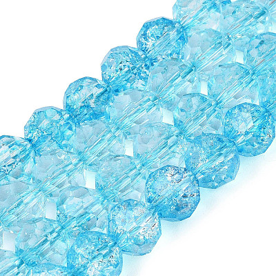 Crackle Transparent Glass Beads Strands GLAA-N068-06A-03-1