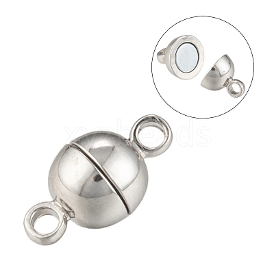 Rack Plating Brass Magnetic Clasps with Loops KK-F801-02A-P-1