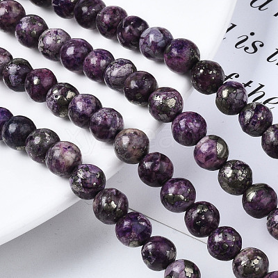 Assembled Synthetic Charoite and Pyrite Beads Strands G-S366-056-1