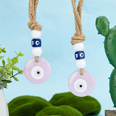3Pcs Handmade Lampwork Evil Eye Pendants Decorations HJEW-DC0001-11-1