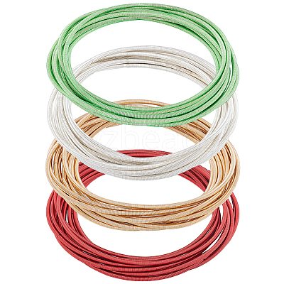 40Pcs 4 Styles Steel Wire Round Snake Chain Stretch Bracelets Set BJEW-BC0001-20-1