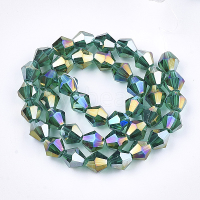 Electroplate Glass Beads Strands EGLA-Q118-6mm-B15-1