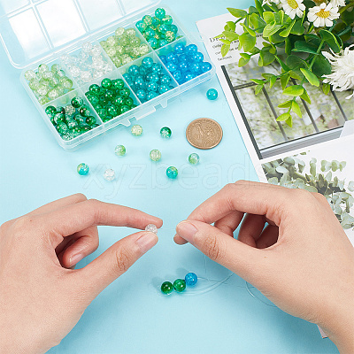 200pcs 8 Colors Spray Painted Crackle Glass Beads Strands CCG-AR0001-05-1