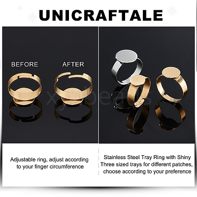 18Pcs 6 Style 304 Stainless Steel Adjustable Finger Rings Components STAS-UN0032-77-1