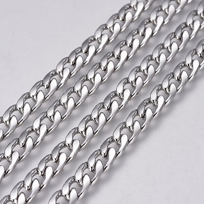 Tarnish Resistant 304 Stainless Steel Cuban Link Chains CHS-G005-B-04P-1