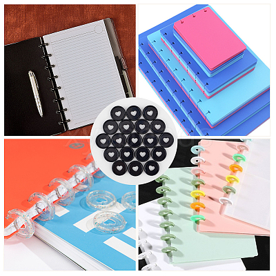 50Pcs Flat Round Heart Acrylic Loose Leaf Ring Round Binder Discs DIY-CP0012-14-1