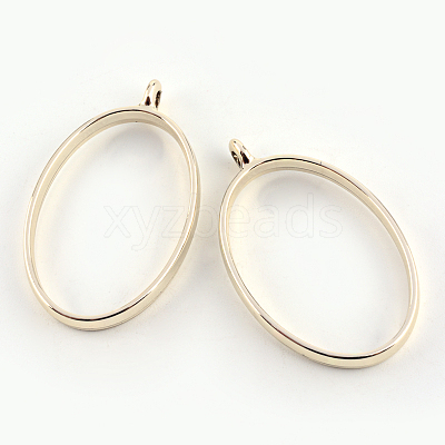 Rack Plating Alloy Oval Open Back Bezel Pendants X-PALLOY-S047-26E-FF-1