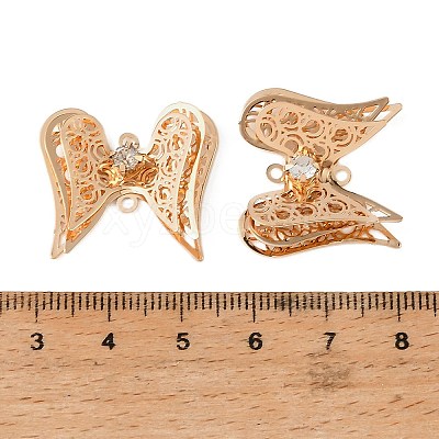 Brass Crystal Rhinestone Filigree Connector Charms RB-CBA890A-01G-1