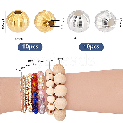 20Pcs 2 Colors Fancy Cut Faceted Round 925 Sterling Silver Beads STER-PH0001-72-1