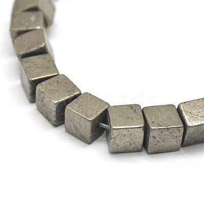 Cube Natural Pyrite Beads Strands G-I126-17-3x3mm-1
