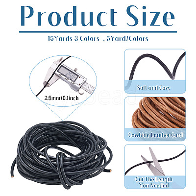 15Yards 3 Colors Cowhide Leather Cord WL-TA0001-02-1