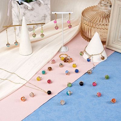 10Pcs Gemstone Charm Pendant Crystal Quartz Healing Natural Stone Pendants Buckle for Jewelry Necklace Earring Making Cra JX599J-1