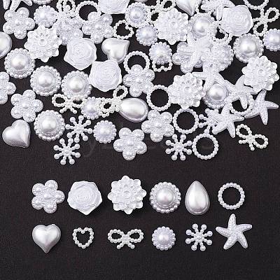 100Pcs 12 Styles ABS Plastic Imitation Pearl Cabochons SACR-YW0001-56-1