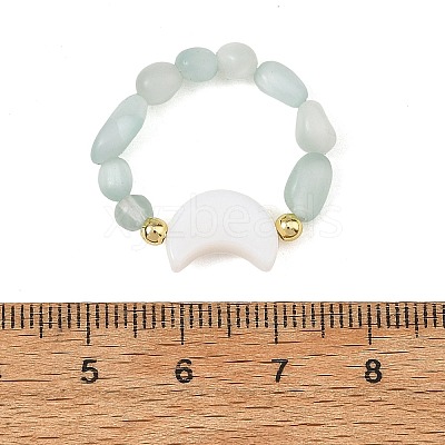 2Pcs Glass with Natural Freshwater Shell Beads Rings RJEW-JR01114-1