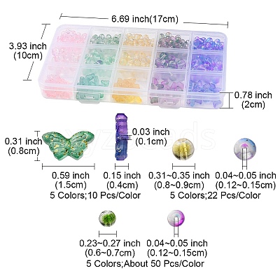 410Pcs 15 Style Transparent Spray Painted Glass Beads GLAA-YW0001-81-1