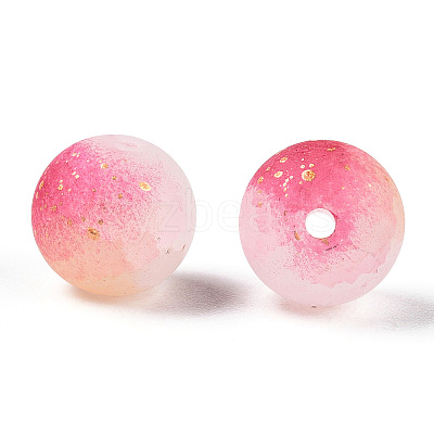 Frosted Baking Paint Crackle Glass Beads with Glitter Powder LS-DGLA-T004-8mm-01A-1