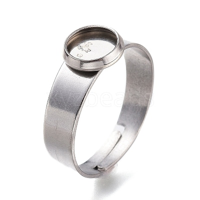Tarnish Resistant Adjustable 304 Stainless Steel Finger Rings Components STAS-F149-18P-F-1