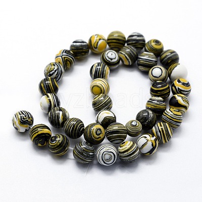 Synthetic Malachite Beads Strands G-I199-32-6mm-B-1