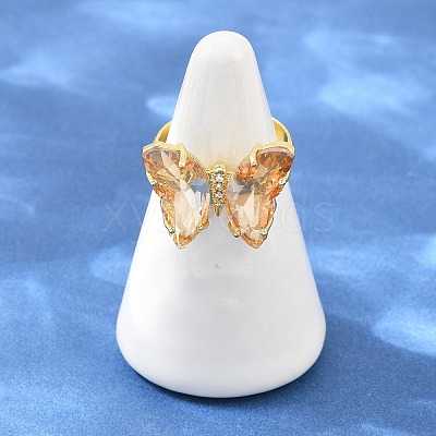 Brass Micro Pave Cubic Zirconia Finger Rings GL-CBA65A8-01G-1