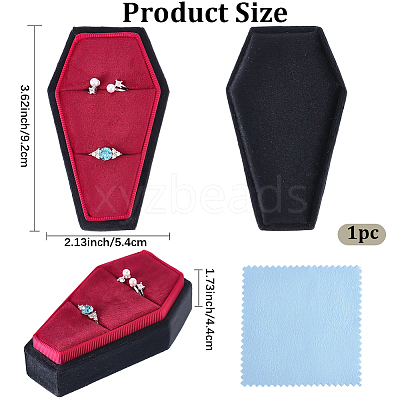 1Pc Coffin Shaped Velvet Ring Organizer Boxes AJEW-BBC0001-08-1