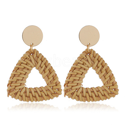 Alloy Rattan Woven Dangle Stud Earrings FS-WGA068A-05-1