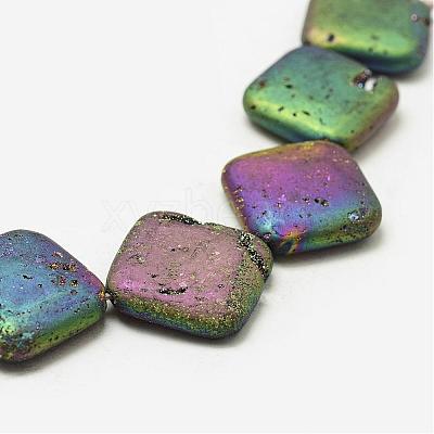 Electroplated Natural Druzy Geode Crystal Beads Strands G-N0252-30x30mm-01-1