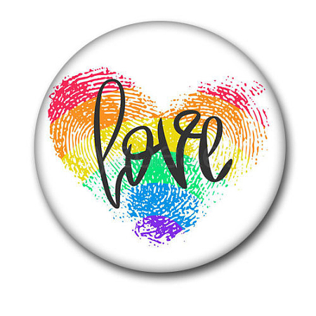 Rainbow Color Pride Flat Round Tinplate Lapel Pin GUQI-PW0001-034E-1