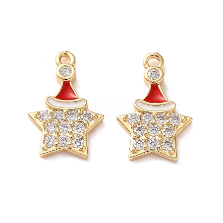 Brass Micro Pave Cubic Zirconia Pendants KK-D420-01G-05-1