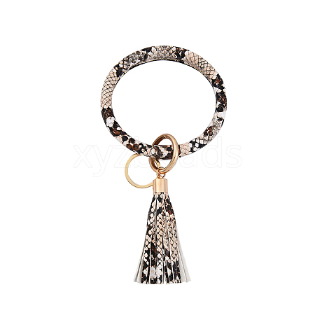 Snakeskin Pattern PU Imitaition Leather Bangle Keychains KEYC-PW0009-08H-1