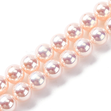 UV Plating Pearlized Glass Pearl Beads Strands GLAA-F128-01A-T09-1